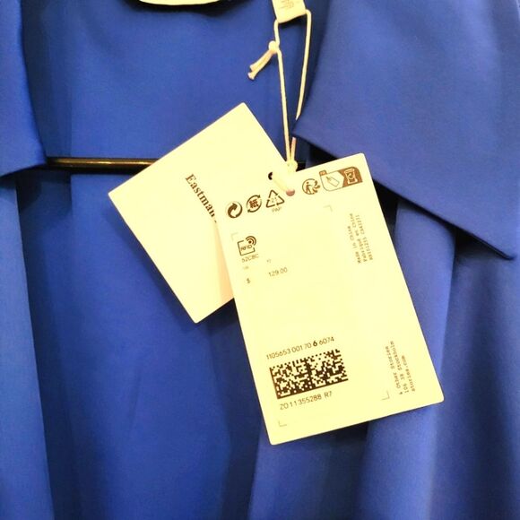 & Other Stories Satin Dress Twist Front Mini Bright Blue NEW 12 Large - Picture 10 of 10